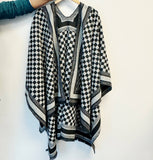 Checker Chic Ruana Wrap Shawl Black