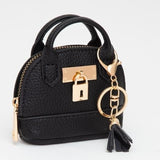 Mini Vegan Leather Purse Pouch Keychain Bag Charm Black