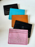 Tan Leather Boot Stitch Card Holder