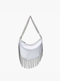 Juna Fringe Crossbody Bag | Chain Strap | White