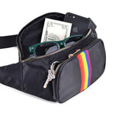 Rainbow Nylon Fanny Pack Belt Bag Sling Bag Black