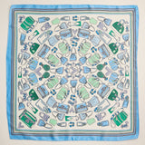 Handbag Motif Square Scarf | Silk-Feel Fabric in Blue