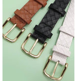 Classic Woven Embossed Vegan Leather Belt Brown