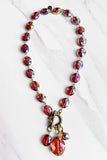 Carolina Iridescent Glass Bead Charm Necklace | Turquoise | Dylan Designs