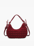 Nelly Quilted Puffy Shoulder Crossbody Bag with Knotted Strap Wine