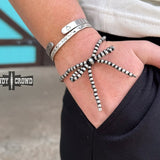 Western Layering Silver Beaded Bow Stretch Bracelet