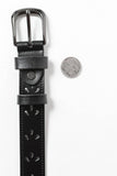 Petal Cut-Out Genuine Leather Belt | Black