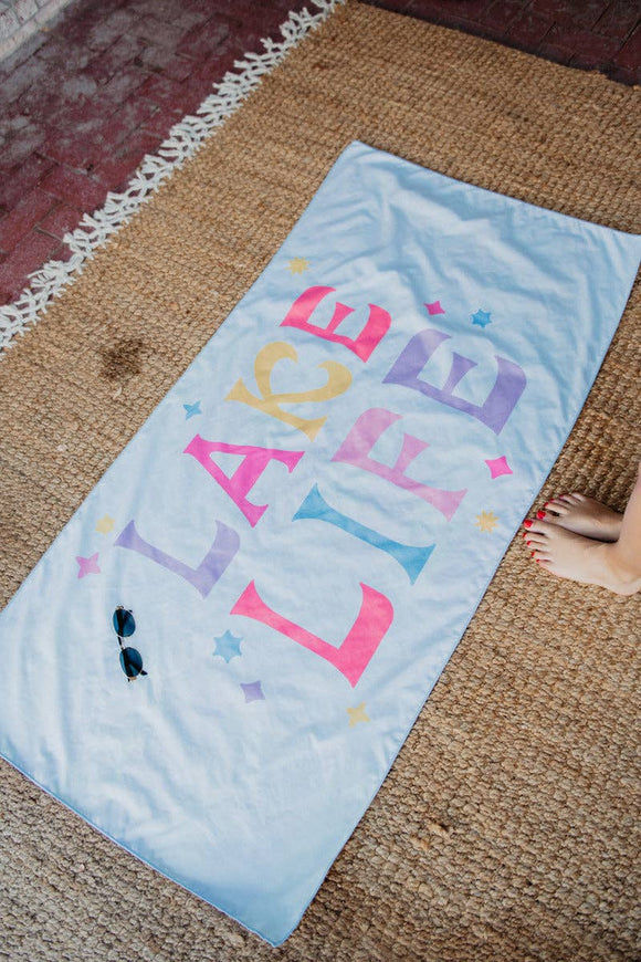 Lake Life Multicolored Microfiber Towel