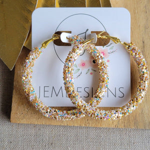 Glitter Hoops Toasted Marshmallow 2 inch or 50mm