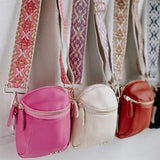 Ellie Boho Tapestry Strap Crossbody Bag Hot Pink