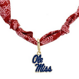 Ole Miss Rebels Bandana Scarf Necklace | Gold Logo Pendant