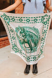 Cream & Jade Horse Aztec Double-Sided Wild Rag