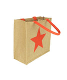 Lightweight Star Straw Tote Bag Orange Tan