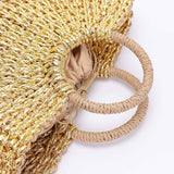 Gold Metallic Faux Straw Tote Bag with Pouch