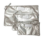 3-Piece Nylon Patent Pouch Set – Champagne Gold