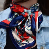 Red Navy Blue Paisley Printed Western Southwestern Wild Rag Scarf Accent