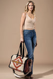 Handwoven Navajo Pattern Duffel Bag with Suede Straps — Acapulco