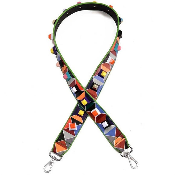 Multicolored Colorful Square Fun Colored Accent Handbag Crossbody Purse Strap