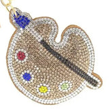 Bling Crystal Artist Paint Palette Tassel Keychain