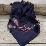 Rose Buds Tassels Printed Western Southwestern Wild Rag Scarf Accent