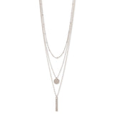 Silver Delicate Chain Triple Layer Charms Necklace