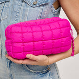Cloud Nine Quilted Puffer Nylon Cosmetic Pouch in Denim