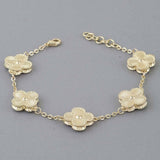 Modern Cubic Zirconia Clover Charms Bracelet Gold