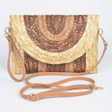 Colorful Faux Straw Envelope Clutch – Fuchsia