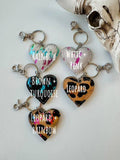 Western Heart Hair On Cowhide Keychain Bag Charm Leopard