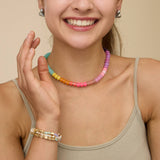 Colorful Beaded Necklace - Multicolor Statement Jewelry with Gold Clasp