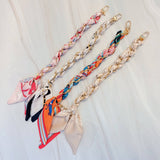 Braided Scarf Chain Wristlet Phone Strap Bag Charm Gold Links