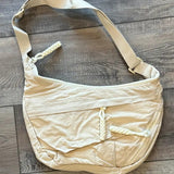 Large Nylon Crescent 3 Zipper Bag Beige