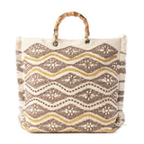 Myra Harvest Dune Hand-Embroidered Canvas Tote Bag – Misty Taupe