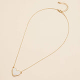 Heart Druzy Stone Charm Short Necklace - Ivory Sparkle Statement Jewelry