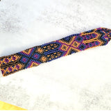 Navy Purple Tan Brown Woven Braided Western Aztec Adjustable Hat Band