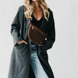 Woven Vegan Leather Crossbody Belt Bag – Coffee Check