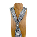 Western Silver Tone with White Stones Wild Rag Scarf Slide