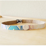 Embossed Pastel Navajo Leather Hat Band with White Turquoise Slab