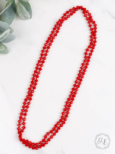 The Essential 60 inch Double Wrap Beaded Necklace, True Red 8MM