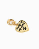 Gold Heart with Printed Dog Paw Jewelry Charm