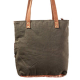 Hand-Tooled Leather & Saddle Blanket Upcycled Canvas Tote Bag
