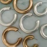 Round And Smooth Large Hoop Earrings Silver