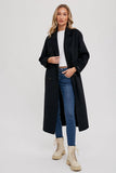 Handmade Double Breasted Longline Coat - Black