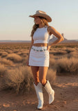 Small Concho Chain Belt | Turquoise & Silver | Western Boho
