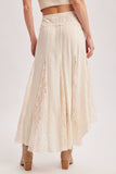 Boho Lace Maxi Skirt – Flowy Sheer Ecru