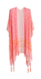 Bali Lightweight Boho Wrap Kimono Cover Up Tassels Pink