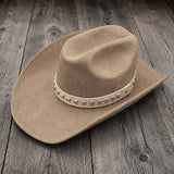 Black Faux Leather Hat Band with Silver-Tone Pyramid Studs