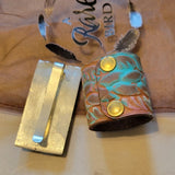 Western Southwestern Hat Hugger Wild Rag Slide Rectangle Flower Etched Concho