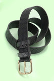 Classic Woven Embossed Vegan Leather Belt Black