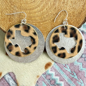 Truman Lane Dark Brown Cheetah and Silvertone Layered Texas Street Earrings